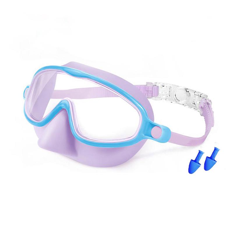 Children's Large Frame Swim Goggles with Nose Cover, Waterproof Anti-Fog, for Boys and Girls