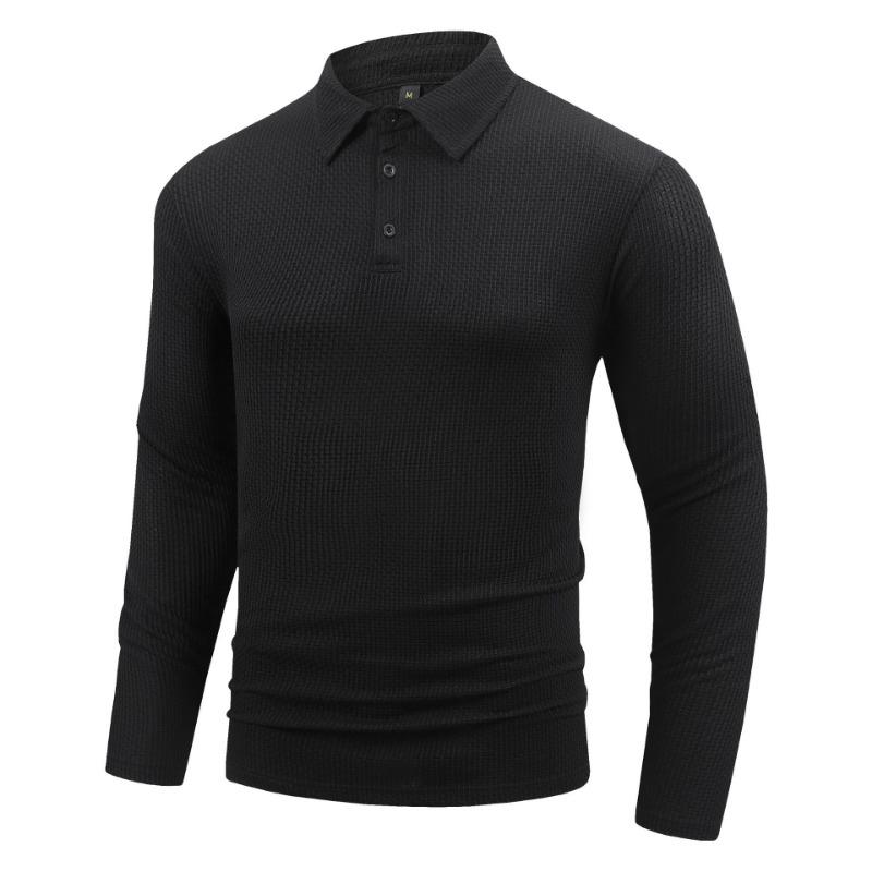 Spring Autumn Men's Long Sleeved Lapel Casual Solid Color Polo Lapel Casual Shirts Men’s