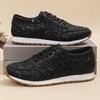2025 Women's Plus Size Sequined Lace-up Casual Sport Shoes