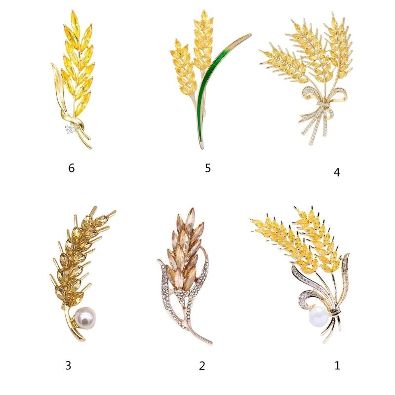 Elegant Wheat Metal Golden Brooch Adornment Stylish Wheat Ear Brooch Ornament Lapel Pin for Women's Suit or Sweater