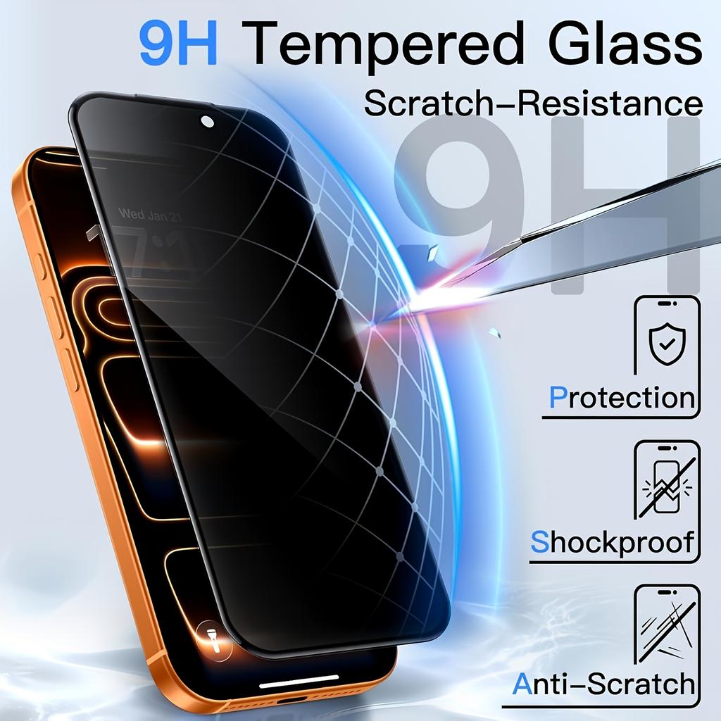 Vollständige Abdeckung Sichtschutz Gehärtetes Glas Displayschutz mit Installationskit für automatische Ausrichtung für iPhone 17 13 Pro Max 15 Plus 17 Air