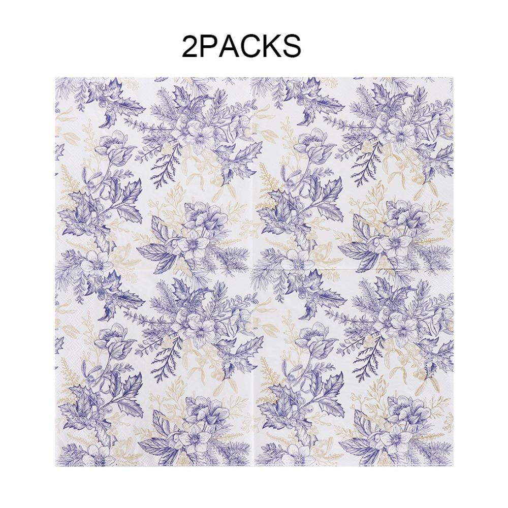 

2PACKS Vintage Flower Printed Dinner Paper 33x33cm Paper Placemat Creative Table Paper Napkins Cafe Style B