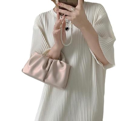 Women Shoulder Bags New Fashion Pearl Wrinkled Cloud Pack Handheld Bag Korean Style Niche Leisure Versatile Small Crossbody Bag