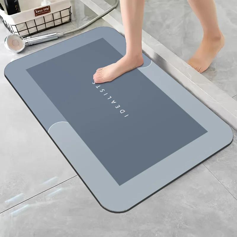 

Non Slip Fast Drying Diatomaceous Earth Bath Mat Super Absorbent Soft Floor Mat For Bathroom Shower Laundry Bedroom Kitchen RV 400MMx600MM синій