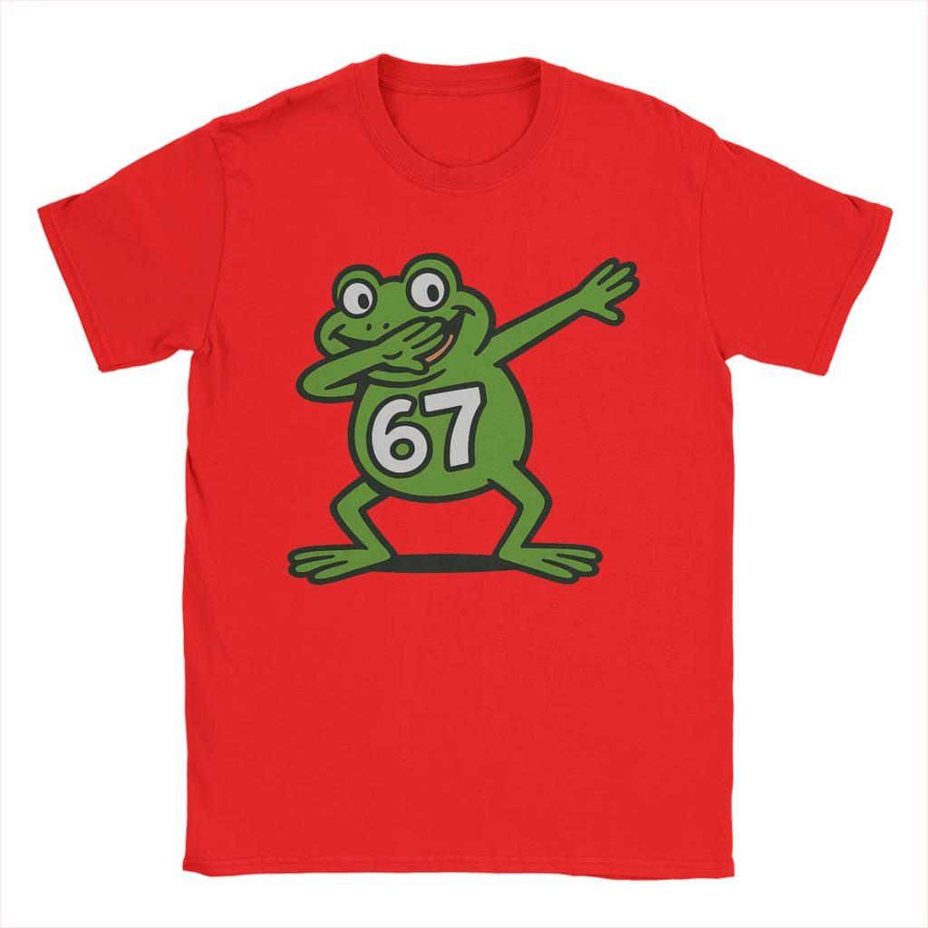 Men T-Shirts Dabbing Frog 67 Meme Vintage Pure Cotton Tees Short Sleeve T Shirts Crew Neck Clothes Summer