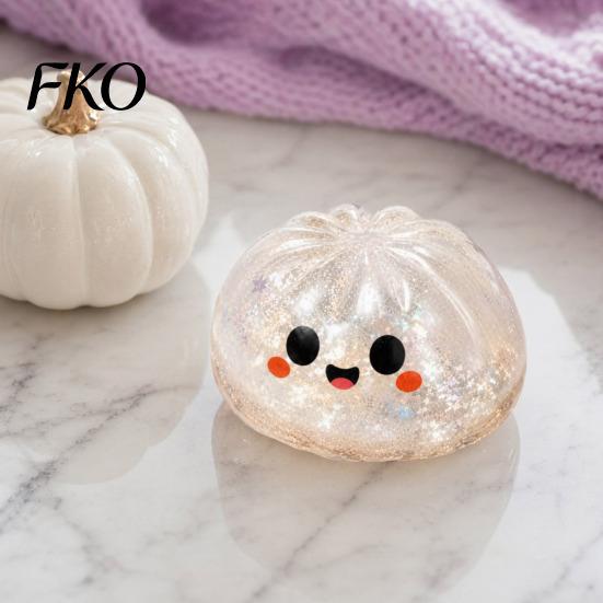 Squeeze Stress Ball Halloween Glitter Ball, TPR Slow Rising Fidget Toy, Gift for Children Ghost Pumpkin Eyeball Dumpling Decompression Kids
