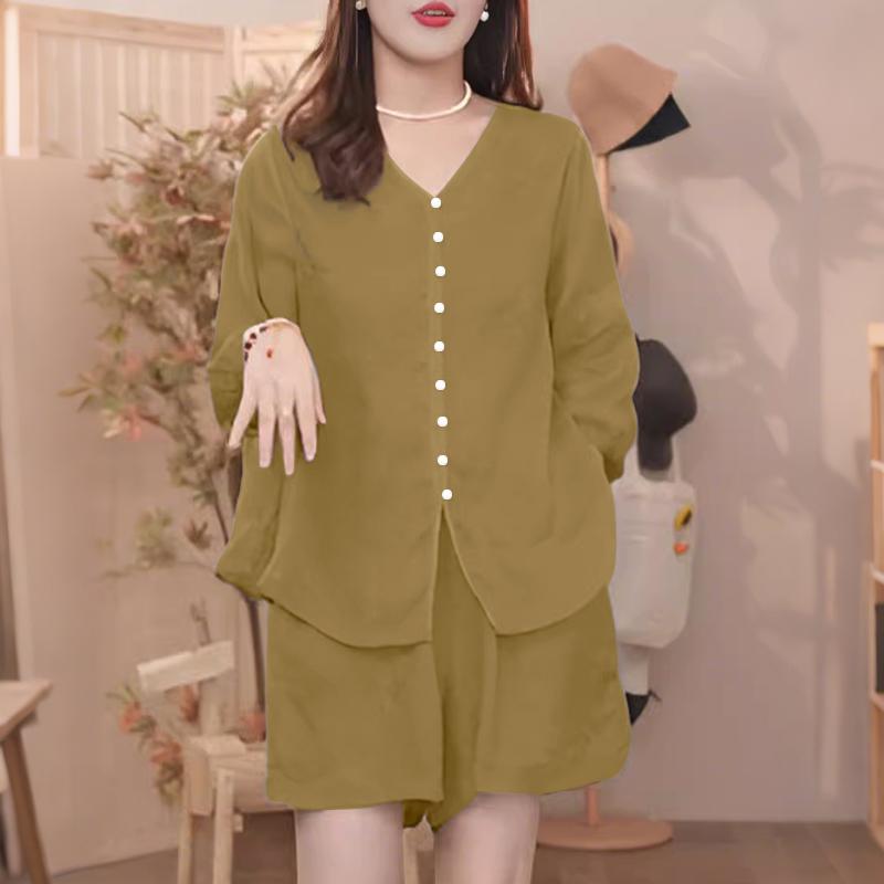 ZANZEA Women 3/4 Sleeve Blouse and Shorts Summer Two Piece Suit Sets