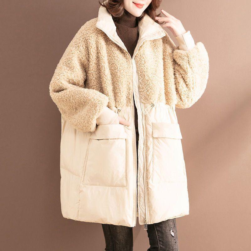 

Women s medium and long cotton-padded clothes, winter new fashion mother down cotton-padded clothes, loose and thickened warm cotton-padded jacket. 4XL recommendation [165-92.5 kg]