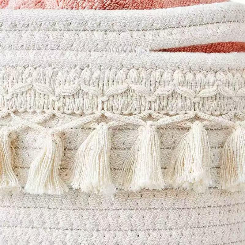 Handmade Woven Cotton Rope Storage Basket for Household Items