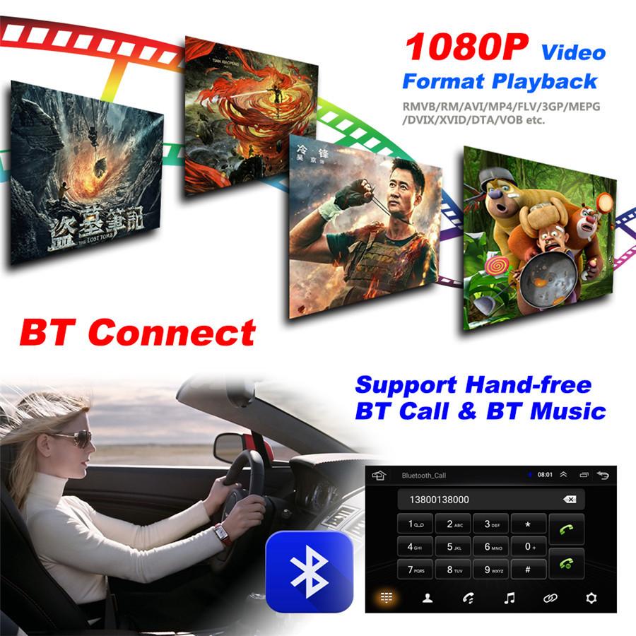 7"  Wifi 1080P 2Din  Quad-Core Android 8.1 System  Phonelink Gps Bluetooth Fm Dab Mp5 Player With 8Led Rear Camera