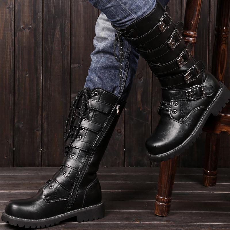 Men's Extra Large Leather High Boots, Model 555: Long Riding Boots Sizes 45-46.