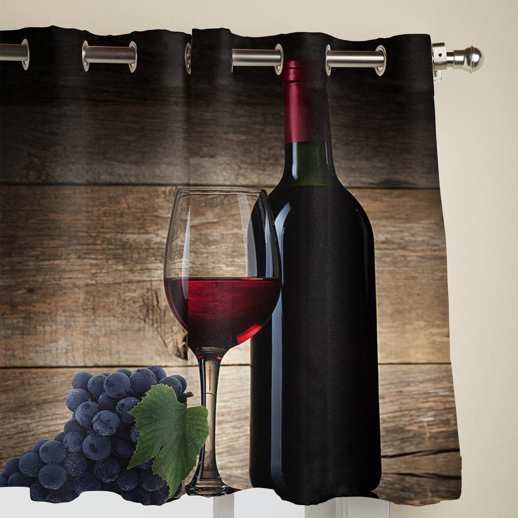 Wine Glass Wine Fruit Grapes Windows Curtains Living Room Bedroom Window Treatments Household Kitchen Curtains