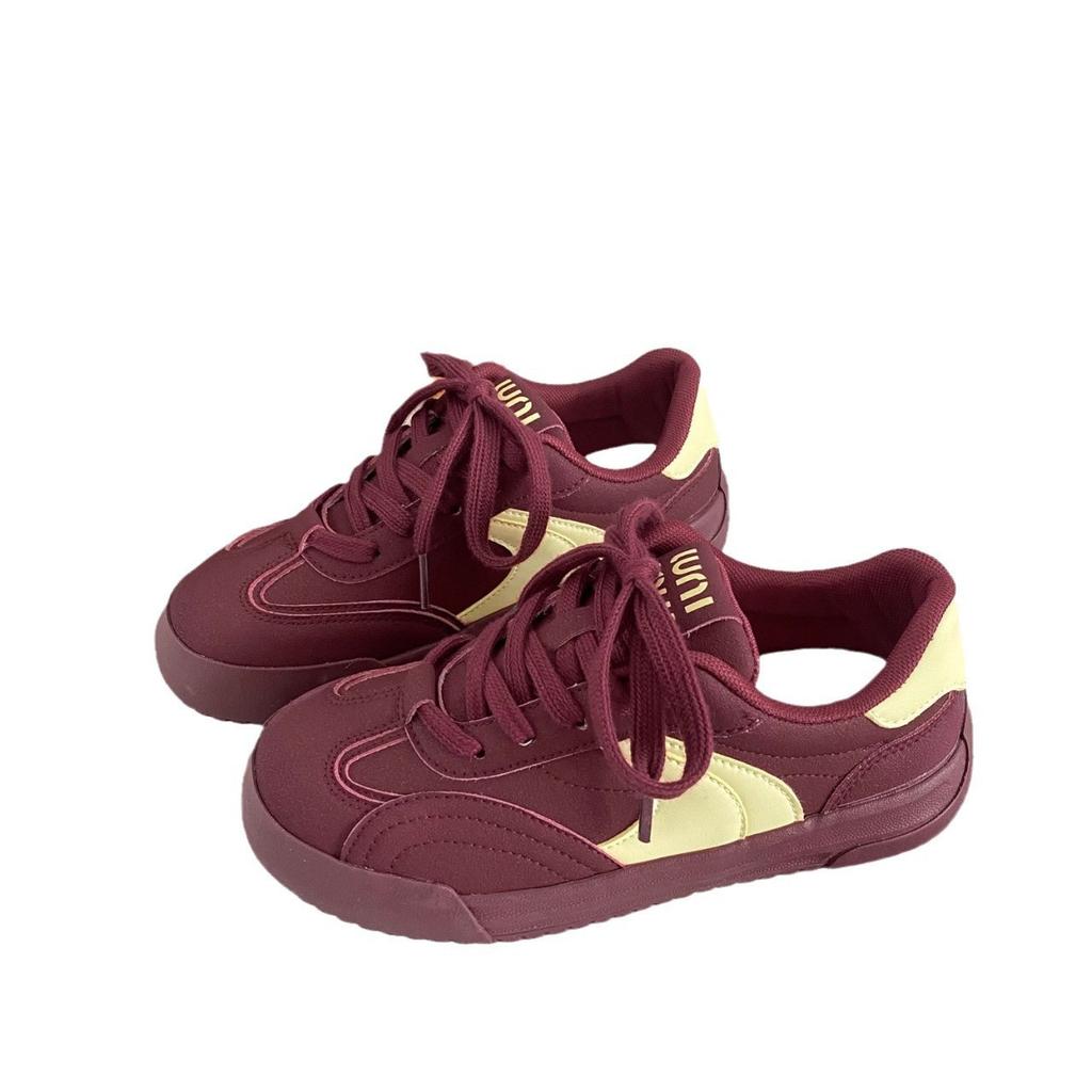 Red Retro Niche Thick Baseplate Shoes Women's Autumn New Shoes Casual Sports Shoes