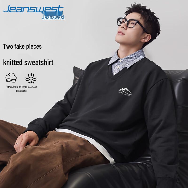 Jeanswest Men's Polo Collar Loose Fit Sweatshirt