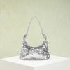 Pvc Silver Clutch Bag With Sequin Design For Evening Parties