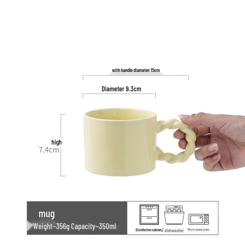 OLOEY Cream Twisted Handle Ceramic Mug