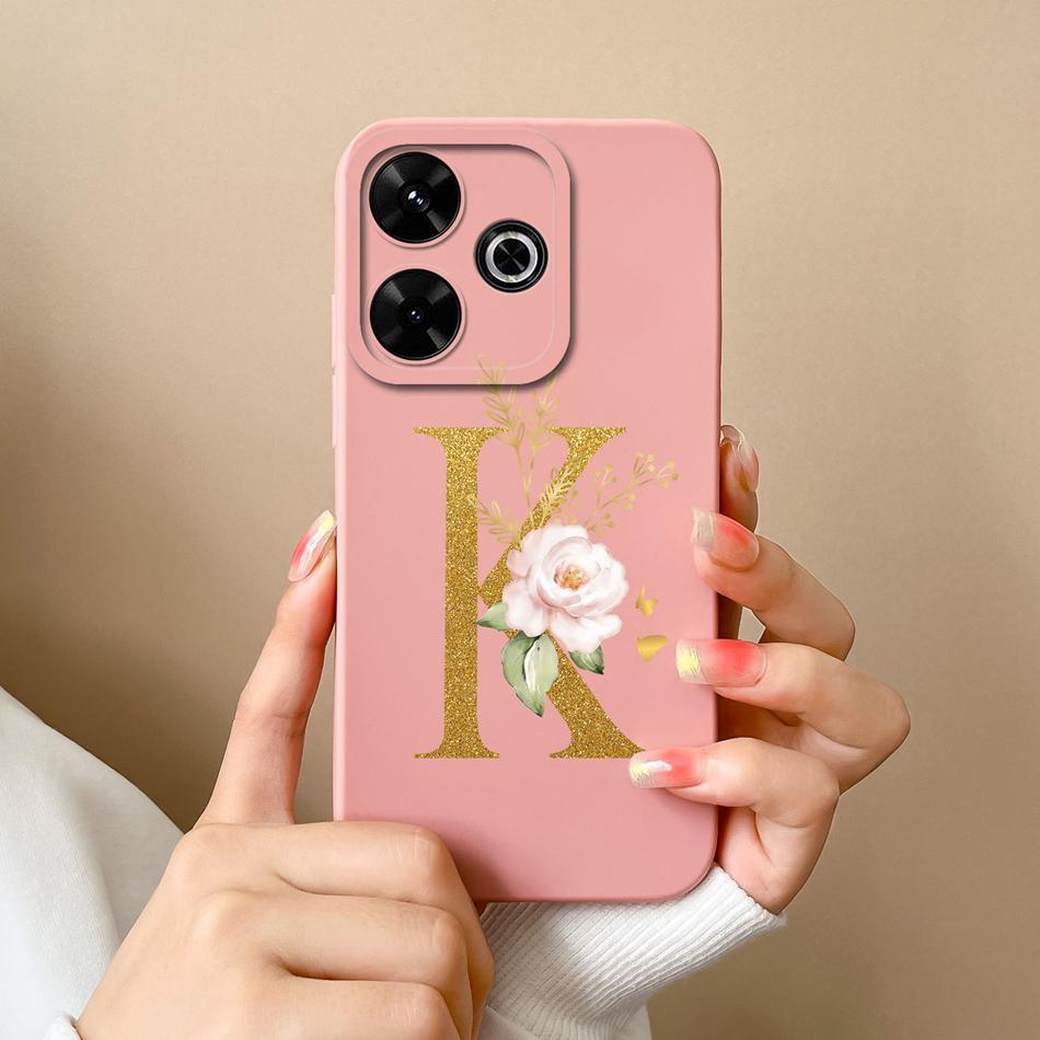 Elegant Case For Redmi 13 4G Personalized Letter Soft Liquid Silicone Protective Phone Cover For Xiaomi Redmi13 Shell Funda Capa