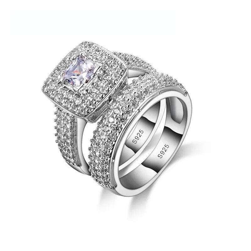 Zinc Alloy Sterling Zinc Alloy Color Engagement Ring Romantic Fashion Zircon Cubic Zircon Bezel Set Decoration for Women Girls Wholesale