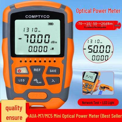 Three-in-One Network Optical Power Meter Tester AUA-MC7/M5: Mini Optical Wave Meter & Light Source Inspection (-70~+10dBm)