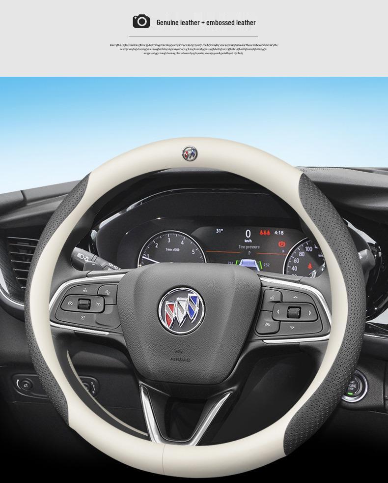 Buick Steering Wheel Cover - Genuine Leather for Envision, Regal, LaCrosse, Verano, GL6, Encore