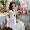Fashionable Korean Large Capacity Striped Canvas Tote Bag For Spring Summer