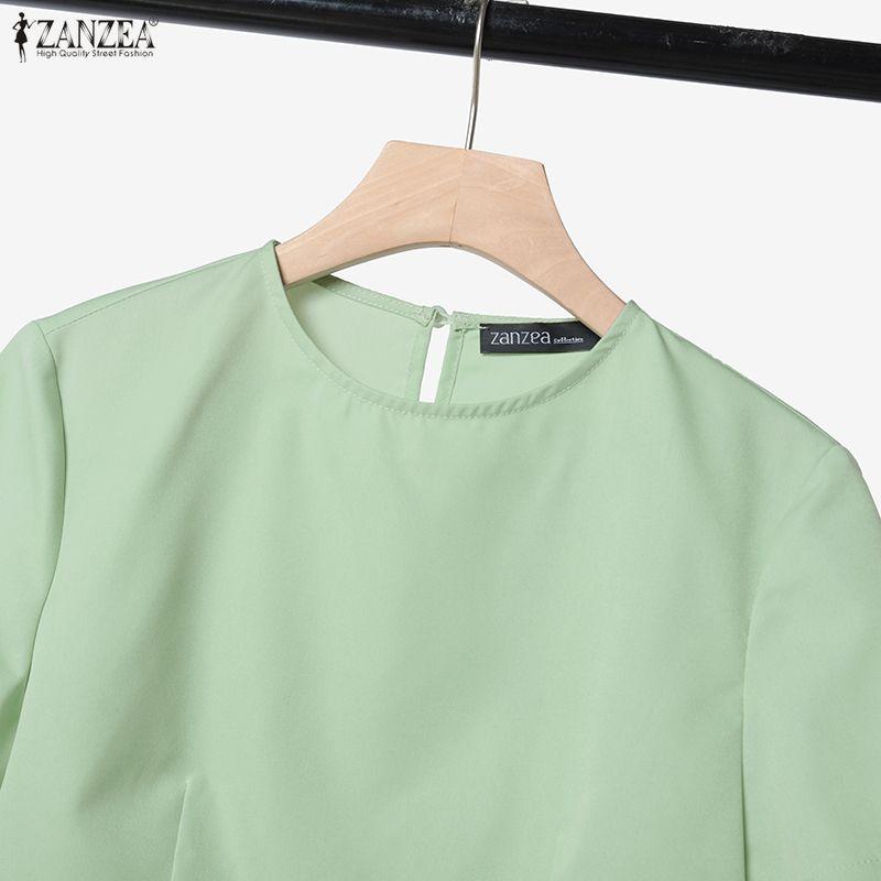ZANZEA Completi estivi da donna a due pezzi con top corti a maniche corte e pantaloni