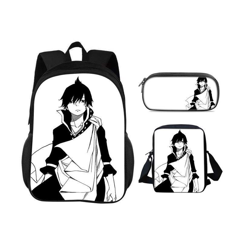 FAIRY TAIL Backpack Pen Bag Shoulder Bag 3Pcs Set Cartoon Anime Printed Student Boys and Girls New Large Capacity Versatile
