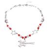 Cool Punk Guitar Pendant Necklace Hollow Star Rainbow Rhinestone Choker Collarbone Necklace Hip Hop Jewelry Y2K Choker