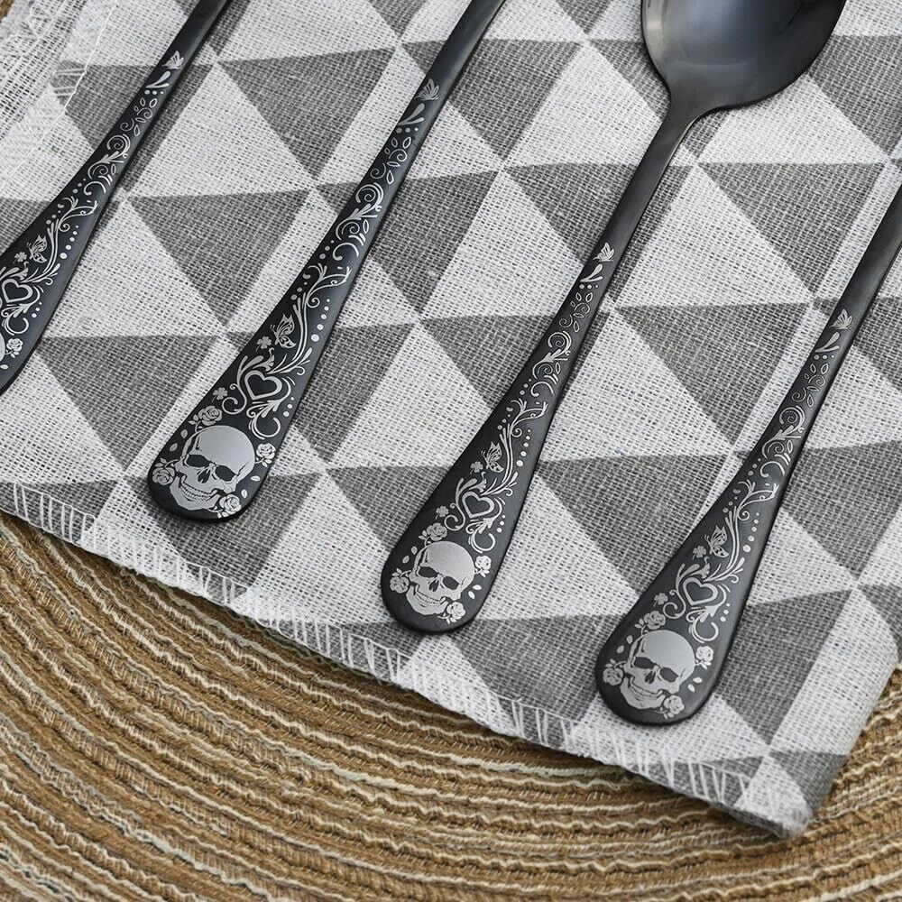 Skull Stainless Steel Cutlery Set: Unique Skeleton Design Spoon - Durable & Stylish Silverware for Any Occasion