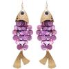 Exquisite Small Fish Dangle Earrings for Women Exaggerated Purple Shell Long Tassel Earrings Autumn Holiday Jewelry Accessories