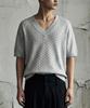 A MADE Diamond Eyelet V-Neck Oversized Knit (Gray)
