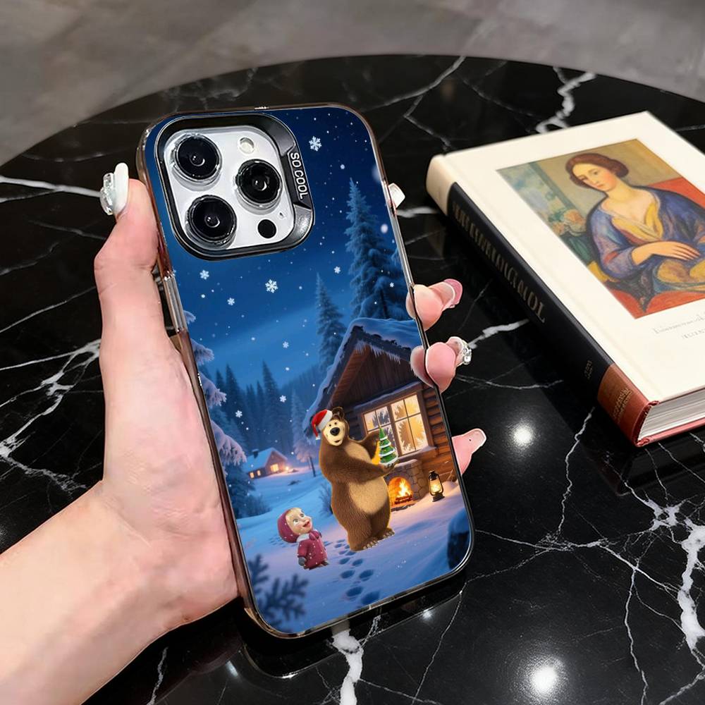 Sweet Cartoon Couple  Phone Case For iPhone 17,16,15,14,13,12,11 Plus,Pro Max,XS,Colorful Silver Phone case Funda Cover
