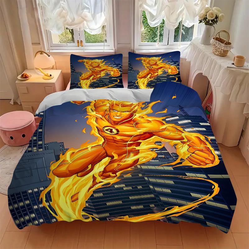 3pcs Flash Superhero Duvet Cover Set, 1 Duvet Cover + 2 Pillowcases (No Insert), High-Definition Print for All Seasons,Durable Yy251103075