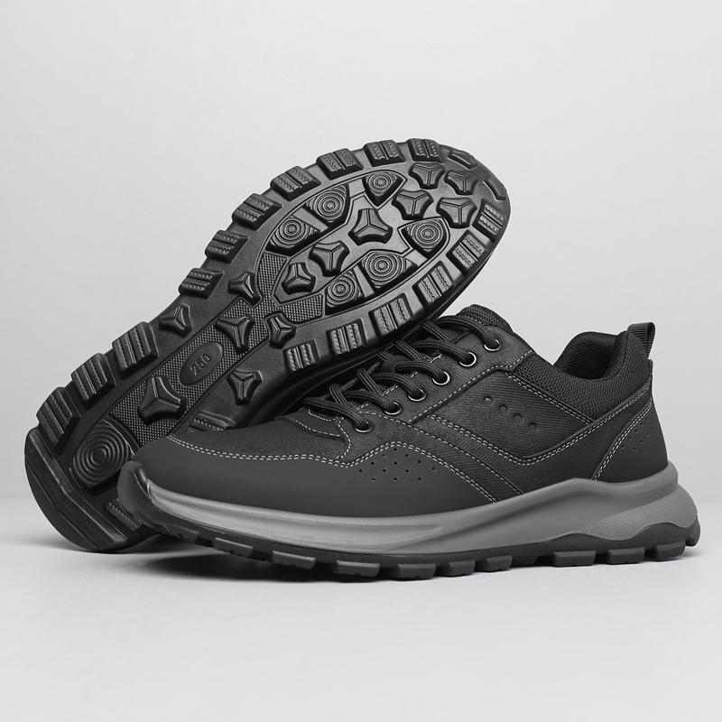 Fashion Leisure Walk Leather Sneakers Comfortable Casual Shoes Comfy Men's Trainers Lace Up Treking Footwear Outdoor Male Sports Shoes