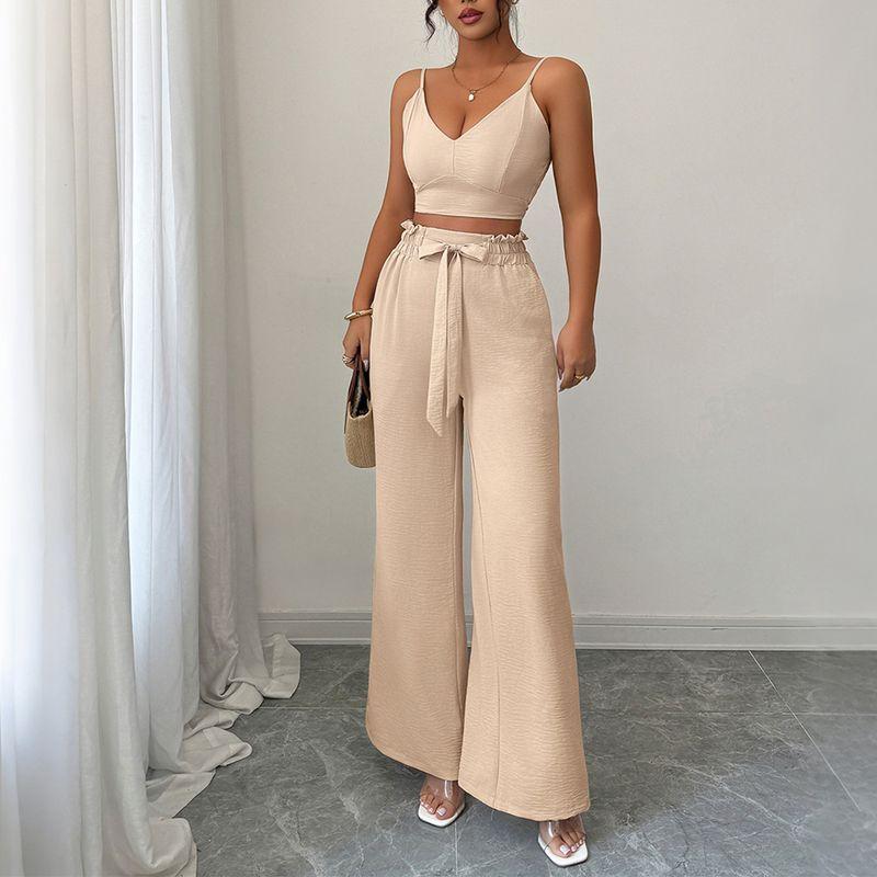 Deep V-neck Camisole Casual Pants Set Deep V-neck Strap Casual Pants Suit
