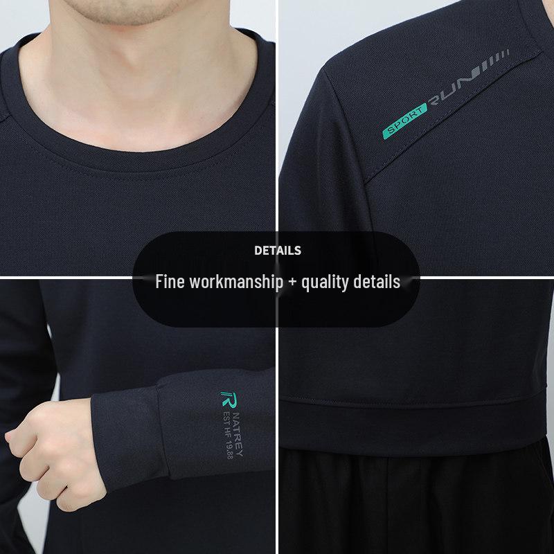 Woodpecker Men's 2025 Hoodie: Breathable Plus Velvet Round Neck Pullover, Long Sleeve, Spring/Autumn Style