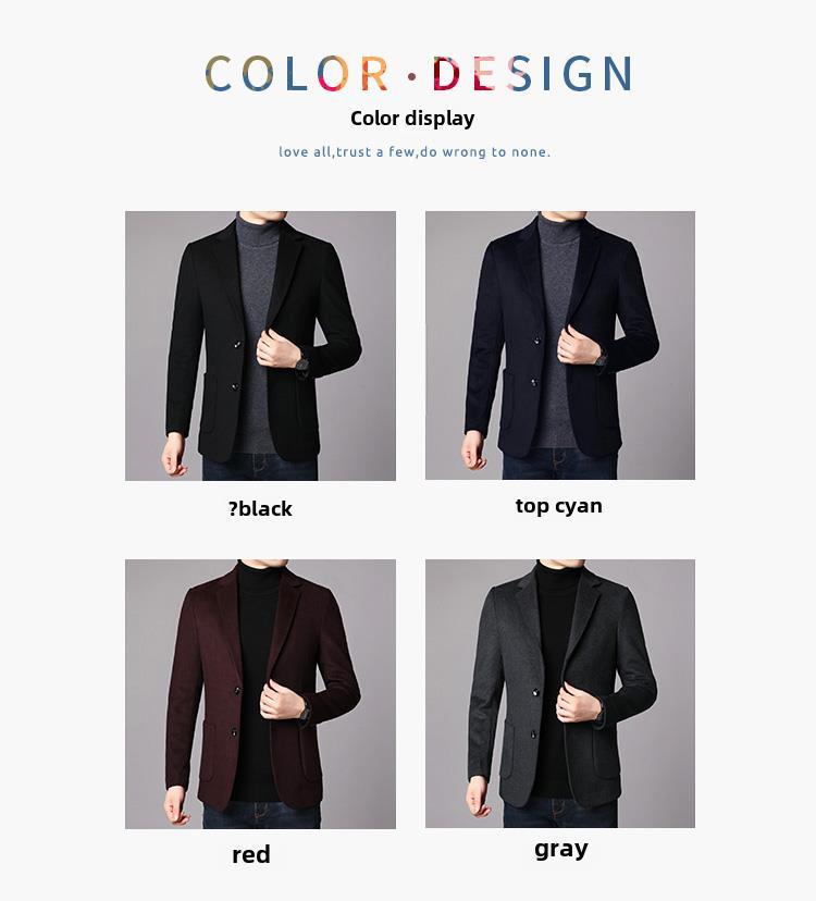 Men's Double-Breasted Cashmere Wool Overcoat & Casual Suit Set for Fall/Winter