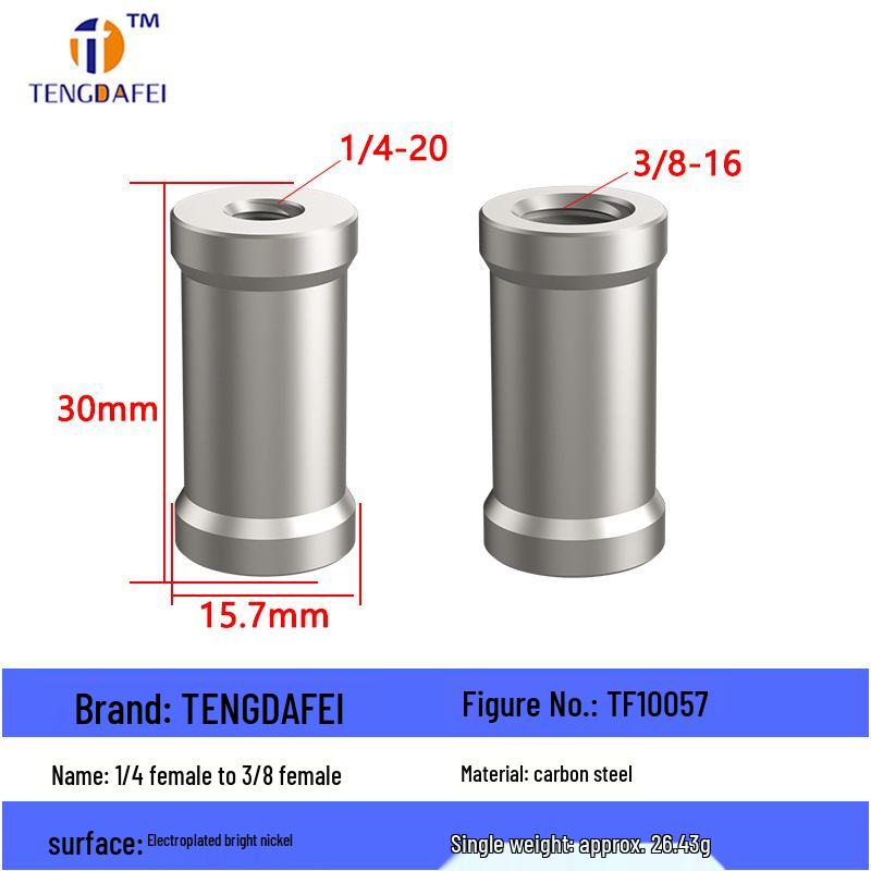 Reversible 1/4" Male To 3/8" Female Adapter for Camera Tripod Ball Head with M4-M8 Conversion Screws
