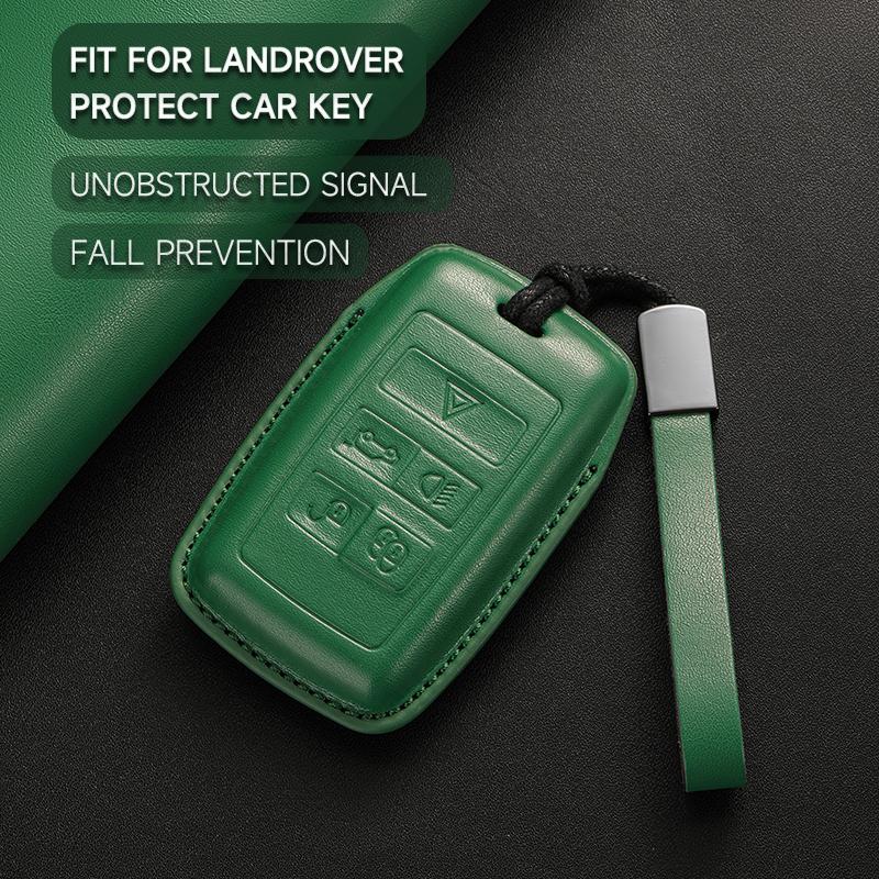 Leather Car Key Cover Case Protection Shell Keychain For Land Rover Range Rover Sport Evoque Freelander Velar Discovery 4 5