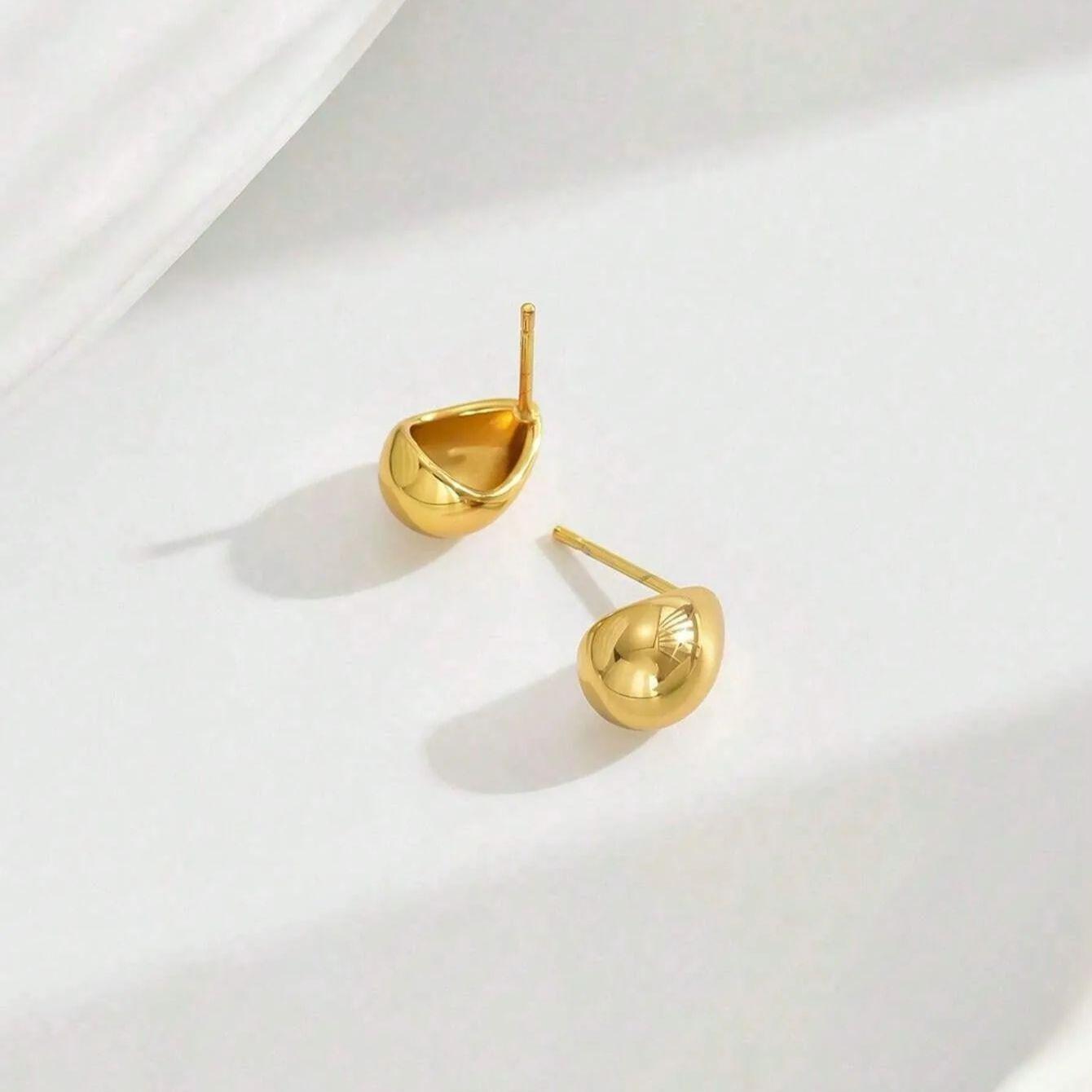 

1 пара Модные Классические Простые Водонепроницаемые Полые Гладкие Серьги-капли из нержавеющей стали с покрытием из 18-каратного золота