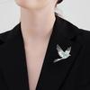 Brooch Pin, 3D Bird Design Lapel Pin with Cyan-Blue Enamel Wings And Translucent Rhinestones, Sparkling Luster Badge for Suits Dresses
