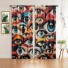 2pcs Art Eye Printed Curtain for Home Decor - Rod Pocket Window Treatment for Bedroom, Office, Kitchen, Living Room, and Study