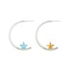 1 pair Hypoallergenic Nickel-Free Celestial Open Hoops Shiny Zircon Studs  Birthday Gift for Her