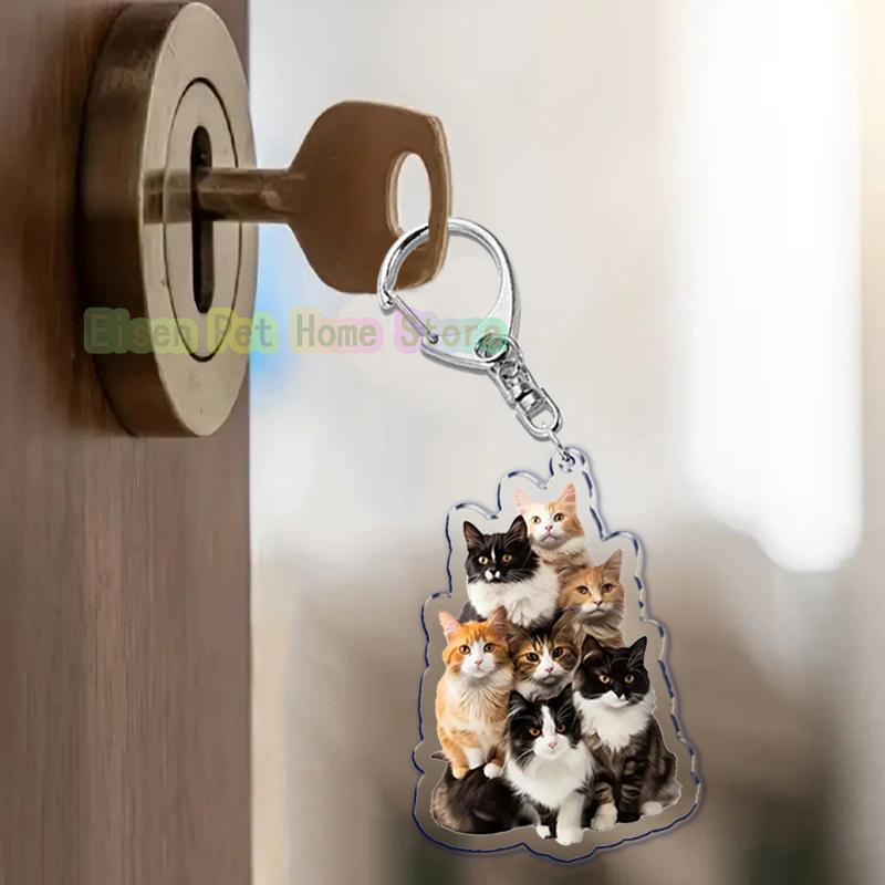 Funny Cat Key Chain Keychains Ring for Accessories Bag Pendant Keyring Jewelry Cute Animal Pet Llaveros Friends Gifts Cool Cats