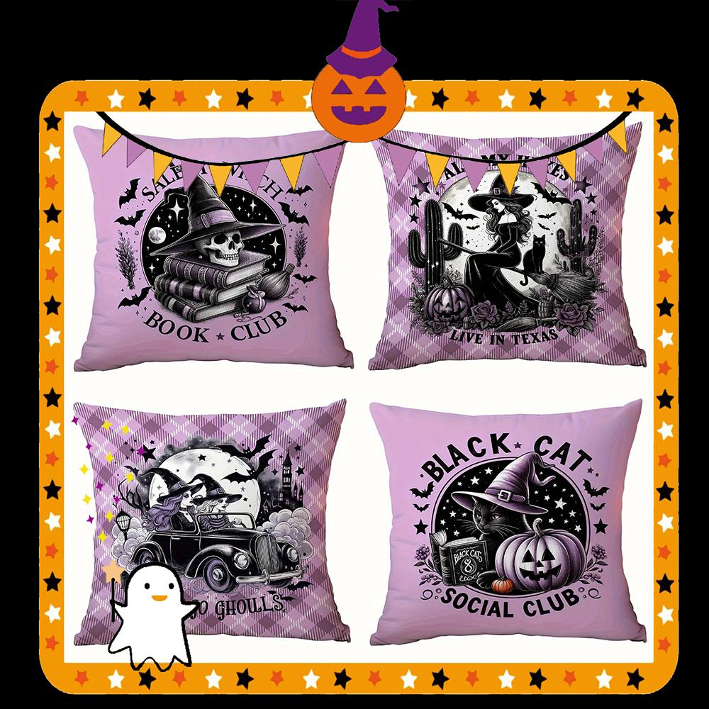 Witch with Skull and Books PillowcaseSuitable for living room bedroom sofa decorative cushion cover pillow cover