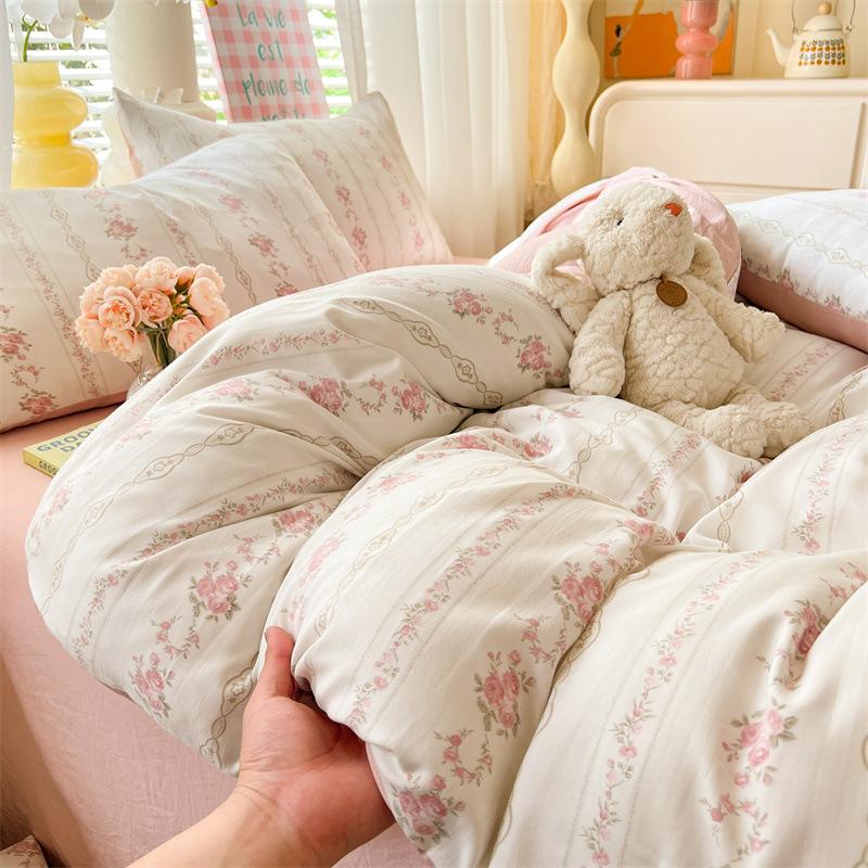 Class A Maternal And Infant Grade Washed Cotton Bed Four-Piece Set, Children'S Cartoon Bed Sheet Quilt Cover, Dormitory Single Quilt Cover 3Pcs Set