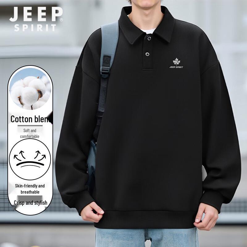 

JEEP SPIRIT Men s Casual Long Sleeve Polo Sweatshirt XL