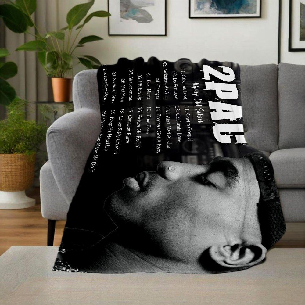 "2Pac: Die größten Hits Kollektion" Flanell-Kuscheldecke für Sofa, Bett, Reisen, Camping, Büro, Couch, Stuhl und Bett Geschenk für Chr