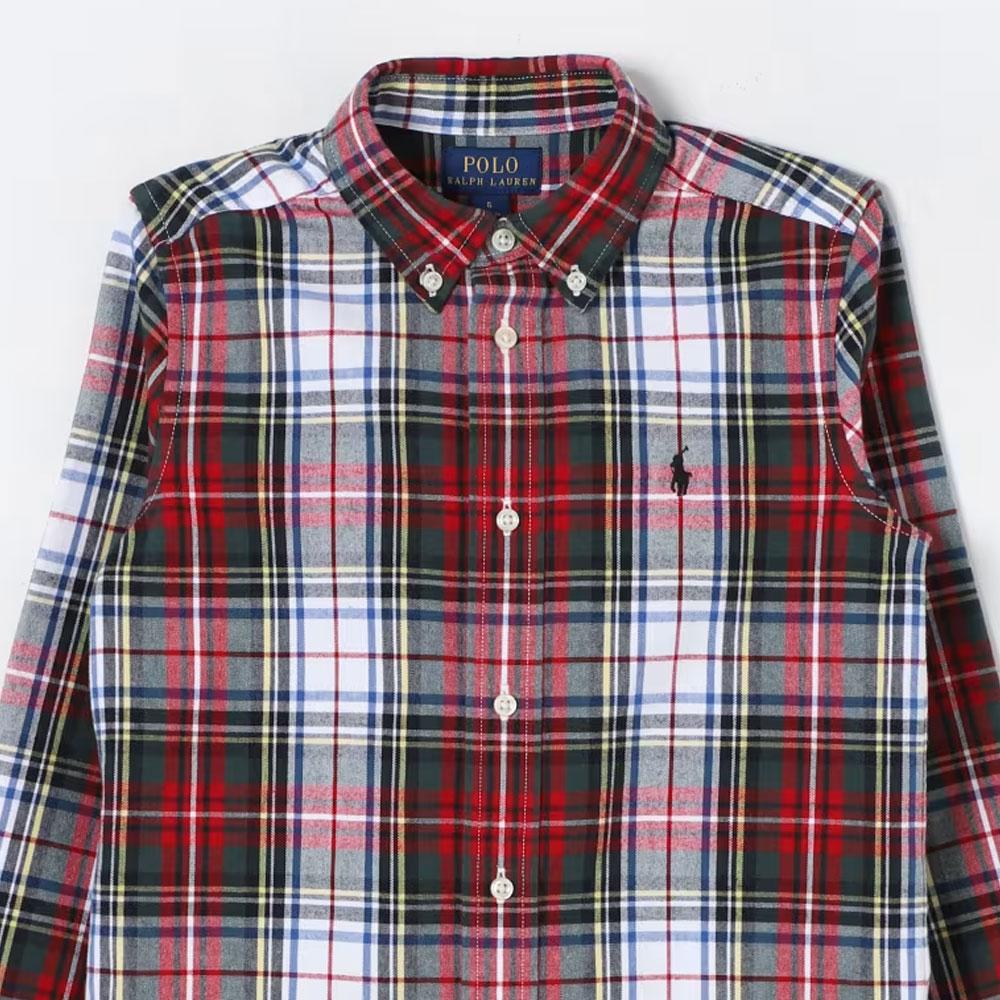 Polo Ralph Lauren Košile Dětská Kostkovaná Výšivka Loga Zapínací Dlouhý Rukáv Červená Dětské košile 323952201-001