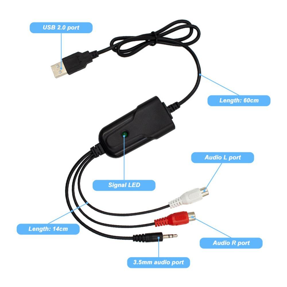 USB 2.0 USB Sound Capture RCA L/R Input Cassette Tape Converter Cassette Tape Digitizing